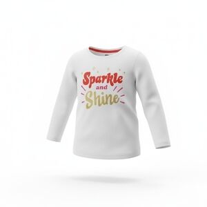 Epic Threads Girls White Sparkle and Shine Long Sleeve Shirt NWT Size 4T
